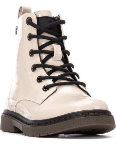 XTI 151327 BEIGE PATENT COMBAT BOOTS WITH LACES AND SIDE ZIP BEIGE