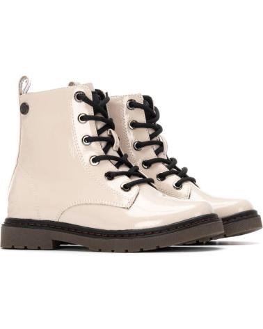 XTI 151327 BEIGE PATENT COMBAT BOOTS WITH LACES AND SIDE ZIP BEIGE