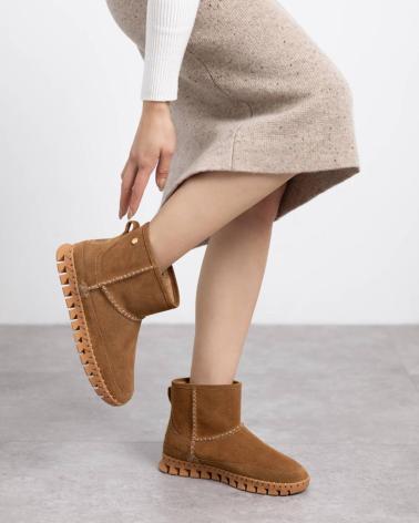 BOTTE CARMELA 162529 CAMEL EN DAIM AVEC SEMELLE CRANTÉE CAMEL