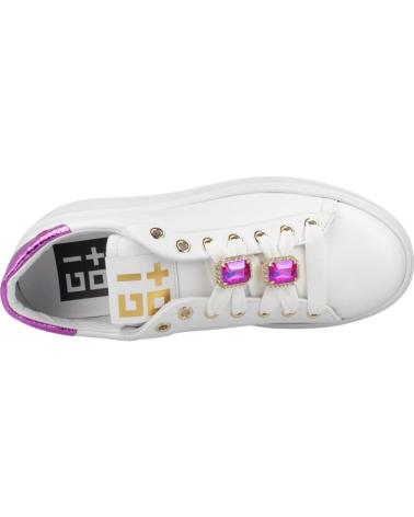GIO PIA308A ZAPATILLAS DE PLATAFORMA BLANCAS CON DETALLE MORADO BIANCO
