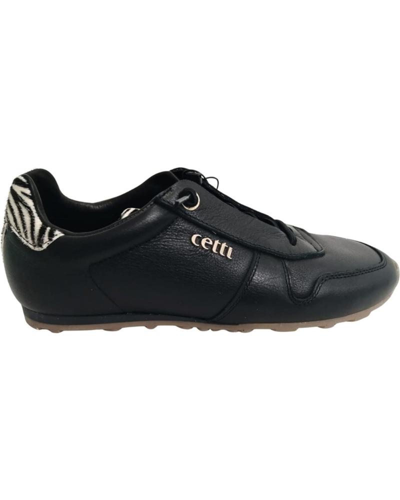 SAPATILHAS CASUAIS DE COURO PRETO CETTI 1379 NEGRO