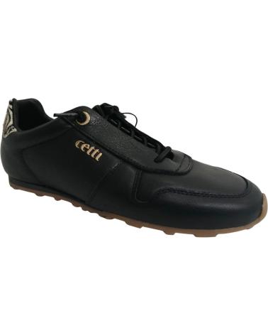 SAPATILHAS CASUAIS DE COURO PRETO CETTI 1379 NEGRO