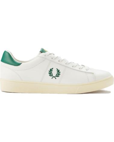 FRED PERRY SPENCER LEATHER B4334 SNEAKER HELL-ECRU MIT GRÜNEN AKZENTEN BEIGE