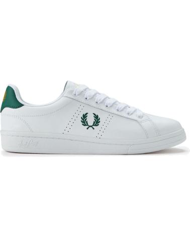 FRED PERRY B721 B6312 - WEISSE UND GRÜNE LEDER-SNEAKER WHITE