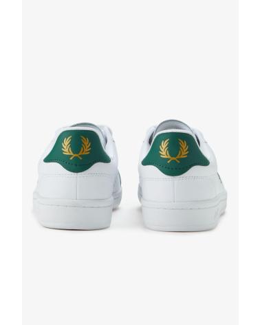 FRED PERRY B721 B6312 - CHAUSSURE EN CUIR BLANC ET VERT WHITE