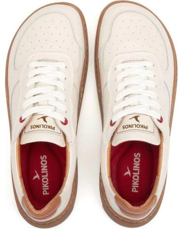 PIKOLINOS U9F-4285C1 - SAPATILHA DE COURO BRANCO COM ATACADORES BLANCO