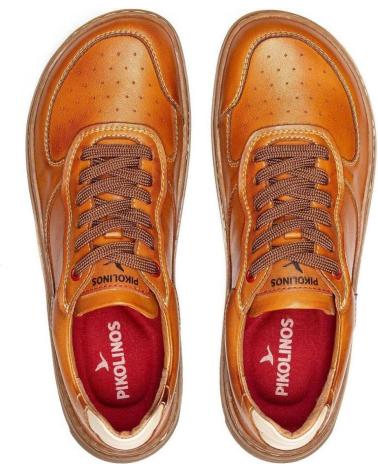 PIKOLINOS U9F-4285C1 - SAPATILHA DE COURO COR CONHAQUE COM ATACADORES CUERO