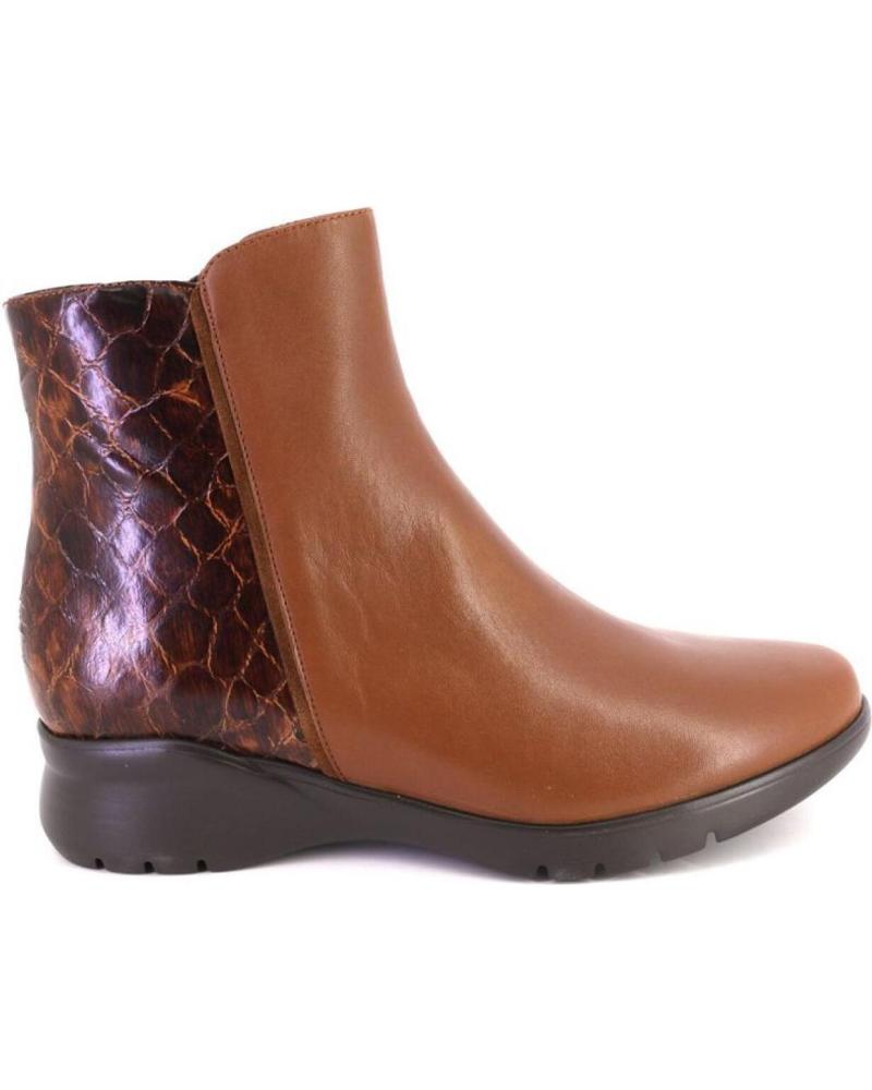 PIESANTO 255873 - LEATHER ANKLE BOOTS IN COGNAC WITH TEXTURED PANEL CUERO