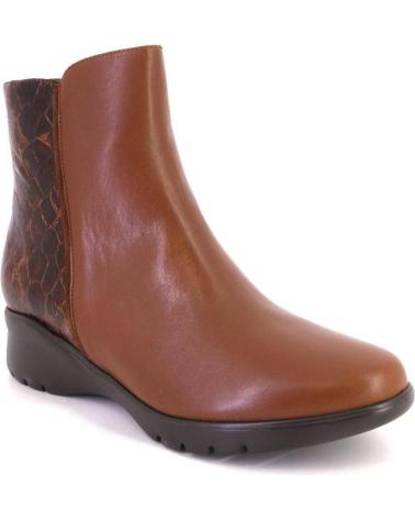 PIESANTO 255873 - LEATHER ANKLE BOOTS IN COGNAC WITH TEXTURED PANEL CUERO