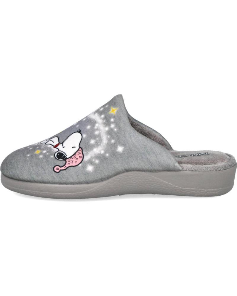 DEVALVERDE 1182 ZAPATILLAS DE CASA SNOOPY MUJER GRIS GRIS