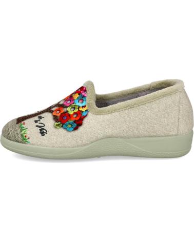 DEVALVERDE 1192 ZAPATILLAS DE CASA MUJER CON BORDADO ÁRBOL MULTICOLOR VERDE