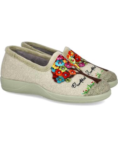 DEVALVERDE 1192 CHAUSSONS FEMME AVEC BRODERIE ARBRE MULTICOLORE VERDE