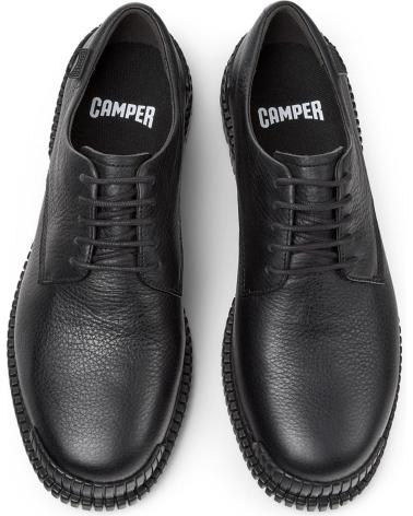 CAMPER PIX K201851 BLACK LEATHER DERBY SHOES WITH SERRATED SOLE NEGRO