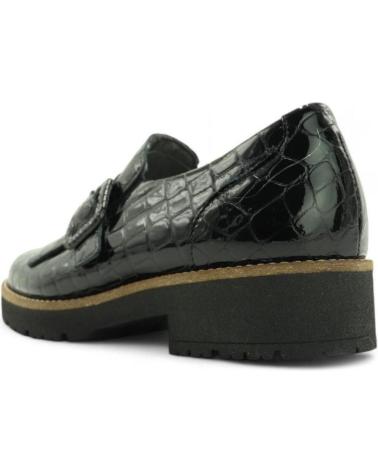 MOCASSINO PITILLOS 10772 IN VERNICE NERA CON FRANGE E TEXTURE COCCODRILLO NEGRO