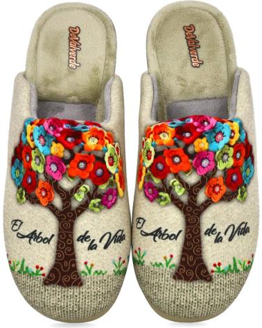 DEVALVERDE 1175 ZAPATILLAS DE CASA ÁRBOL DE LA VIDA VERDE
