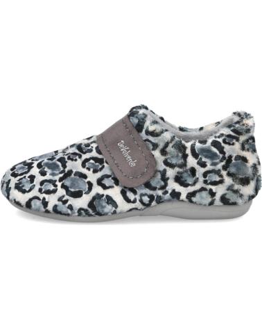 DEVALVERDE 6089 ZAPATILLAS DE CASA CERRADAS GRIS CON ESTAMPADO LEOPARDO GRIS