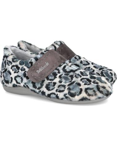 DEVALVERDE 6089 ZAPATILLAS DE CASA CERRADAS GRIS CON ESTAMPADO LEOPARDO GRIS