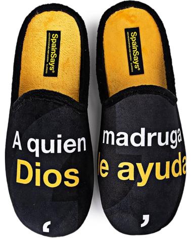 MARPEN HAUSSCHUHE MIT SPRUCH 'MORGENSTUND HAT GOLD IM MUND' SCHWARZ NEGRO