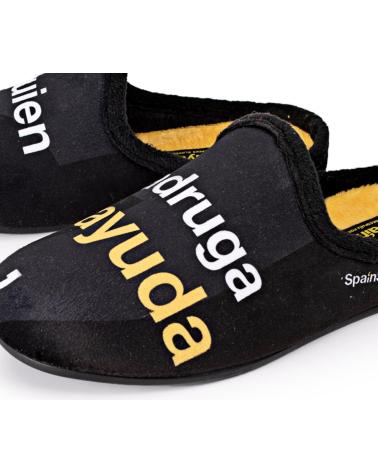 MARPEN HAUSSCHUHE MIT SPRUCH 'MORGENSTUND HAT GOLD IM MUND' SCHWARZ NEGRO