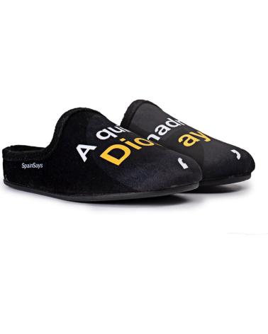 MARPEN HAUSSCHUHE MIT SPRUCH 'MORGENSTUND HAT GOLD IM MUND' SCHWARZ NEGRO