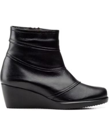 JAM BLACK LEATHER ANKLE BOOTS WITH INTERNAL WEDGE AND ZIPPER NEGRO