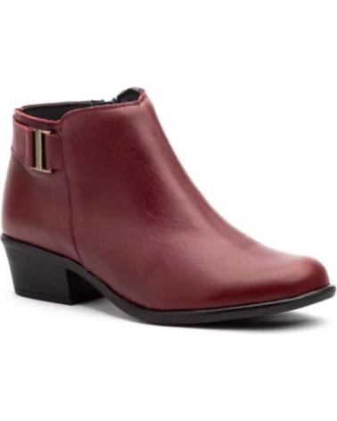 JAM BOTINES DE PIEL PARA MUJER CON TACON BAJO Y ADORNO METALICO AZUL