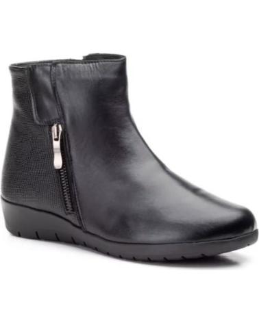 JAM BOTINS DE COURO COM CUNHO BAIXO E ZÍPER LATERAL PRETOS NEGRO