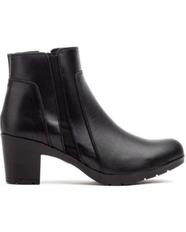 JAM BLACK LEATHER ANKLE BOOTS WITH MID HEEL AND SIDE ELASTIC PANELS NEGRO