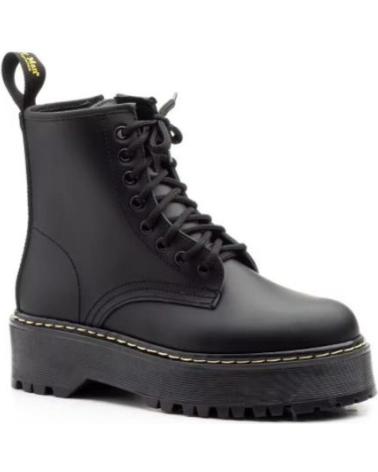 JAM BOTAS MILITARES DE COURO PRETO COM PLATAFORMA NEGRO