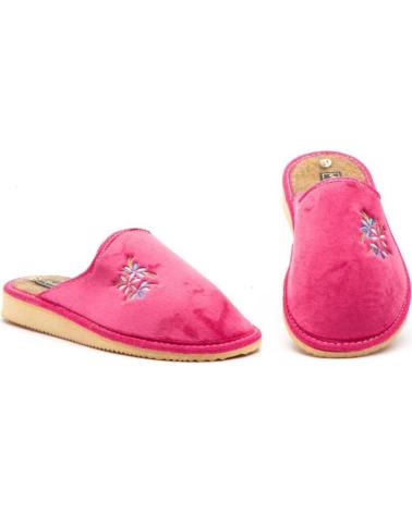 JAM CLOSED HOUSE SLIPPERS MODEL H WITH FUCHSIA PINK FLORAL EMBROIDERY MORADO