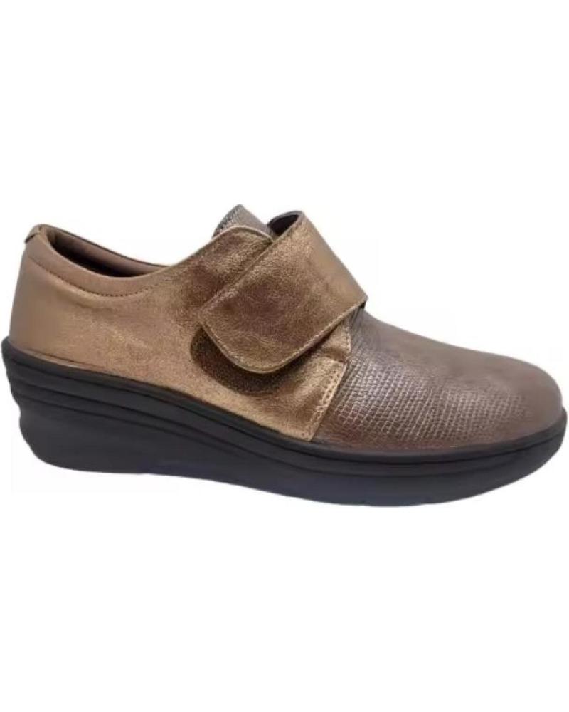 FLOSSY ZAPATOS DE CUÑA CÓMODOS MODELO 8002 TA CAMEL CON VELCRO NARANJA