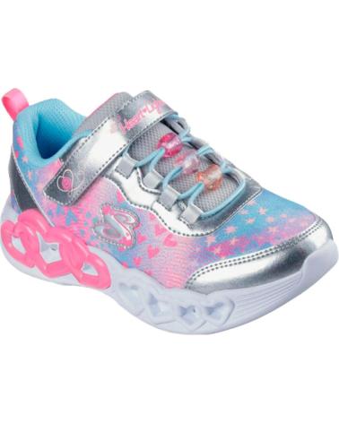 SKECHERS ZAPATILLAS INFINITE HEART LIGHTS HEARTS PLATA PLATEADO