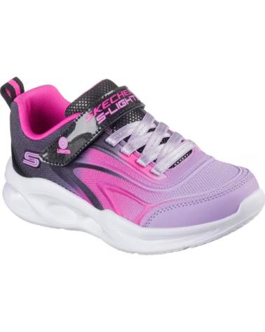 SKECHERS S-LIGHTS SOLA GLOW NEGRO MORADO ROSA CON LUCES NEGRO