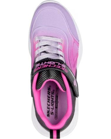 SKECHERS S-LIGHTS SOLA GLOW NEGRO MORADO ROSA CON LUCES NEGRO