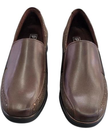PITILLOS 10702 MOKASSIN AUS BRAUNEM LEDER UND LACKLEDER MIT PLATEAU MARRóN