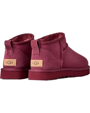 UGG BOTINES PLANOS MUJER CLASSIC ULTRA MINI BURDEOS ROJO