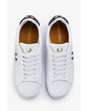 FRED PERRY B722 LEATHER B6311 - NAVY - 45 WHITE