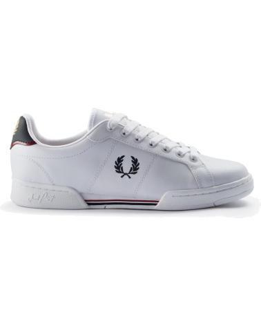FRED PERRY B722 LEATHER B6311 - NAVY - 42 WHITE