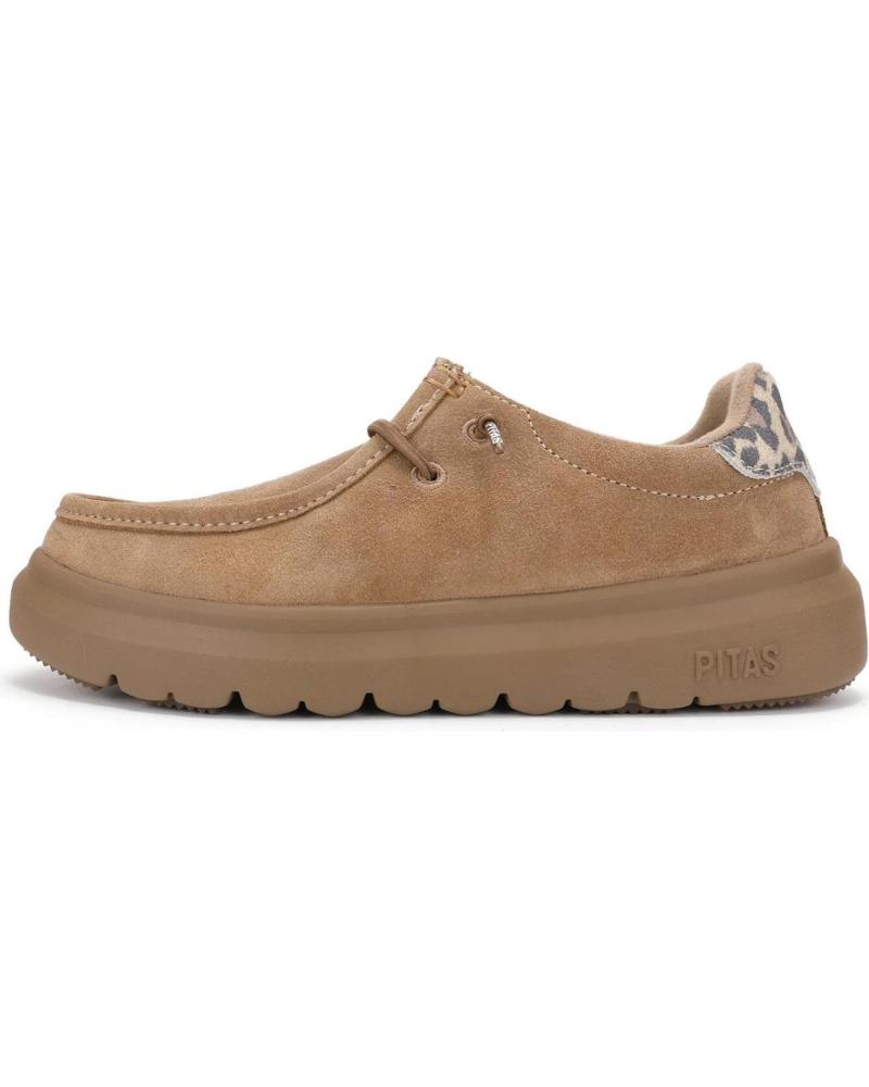 WALK IN PITAS LYON - ZAPATO WALLABI DE MUJER DE NOBUCK HIDROFUGADO CAMEL
