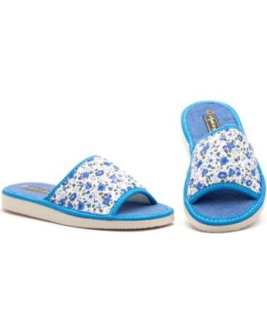 JAM ZAPATILLAS DE CASA ABIERTAS PARA MUJER CON ESTAMPADO FLORAL AZUL