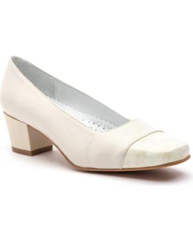 JAM ZAPATOS DE MUJER DE PIEL CON TACON MEDIO Y PUNTERA CON BEIGE