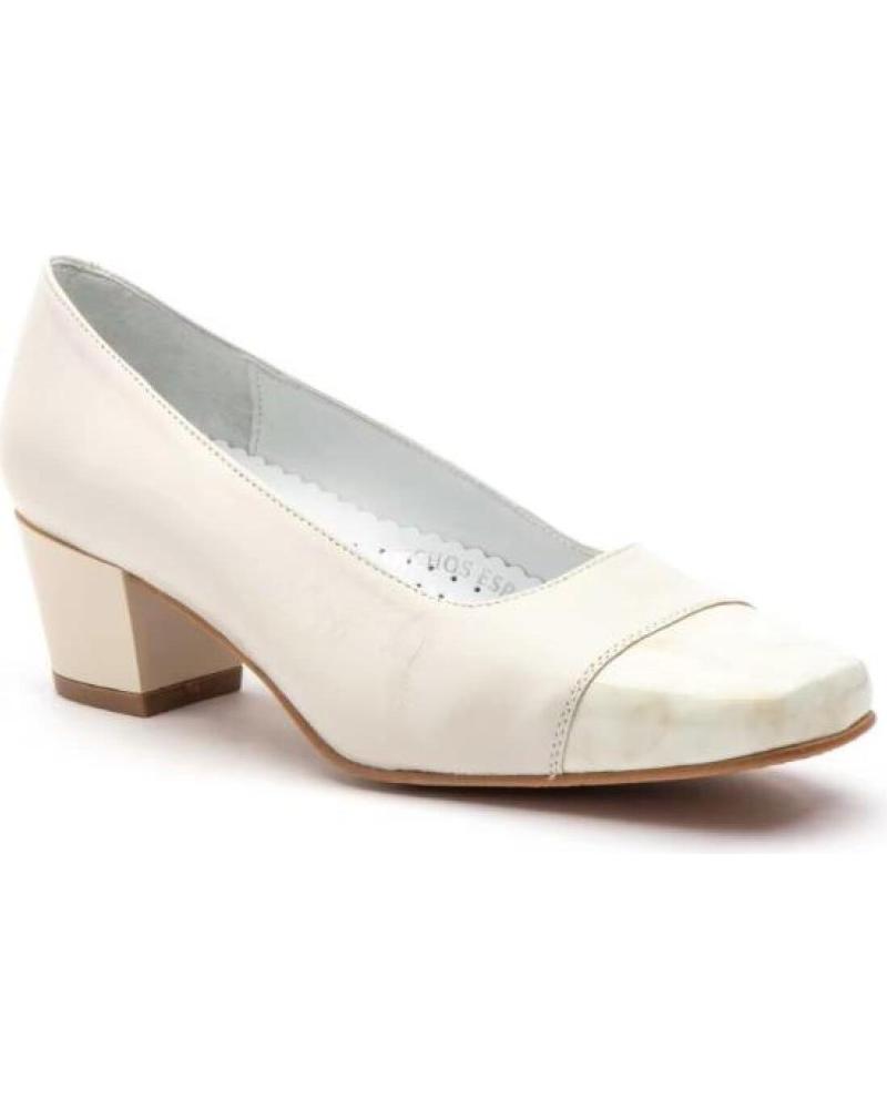 JAM ZAPATOS DE MUJER DE PIEL CON TACON MEDIO Y PUNTERA CON BEIGE