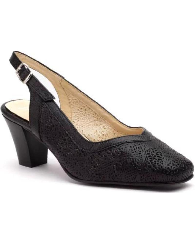 JAM ZAPATOS DE MUJER DE PIEL CON TACON MEDIO HECHO EN ESPANA TAL NEGRO