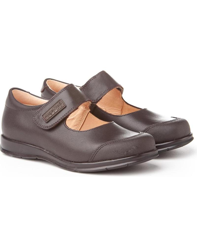 ANGELITOS ZAPATO COLEGIAL NAPA VELCRO REFORZADA TALLAS 24 A 41 MODELO MARRóN