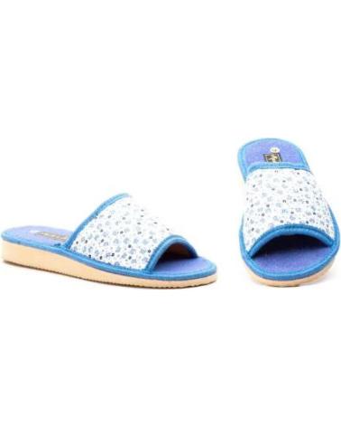 JAM ZAPATILLAS DE CASA ABIERTAS PARA MUJER CON ESTAMPADO DE FLOR AZUL
