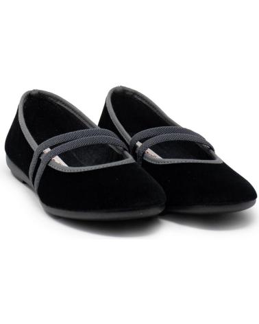 VUL-LADI BAILARINA DE TERCIOPELO NEGRO CON DOBLE GOMA NEGRO