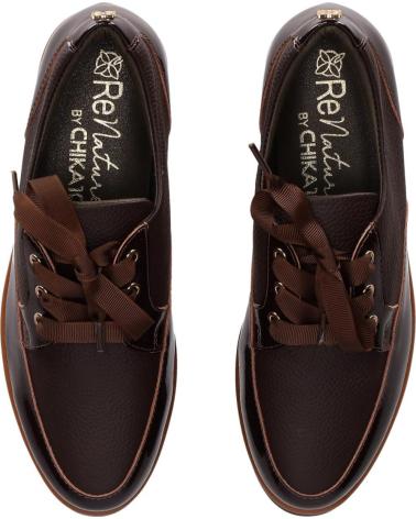 CHIKA10 RE FICUS 01 BROWN PATENT LEATHER PLATFORM LACE-UP SHOES MARRON-BROWN
