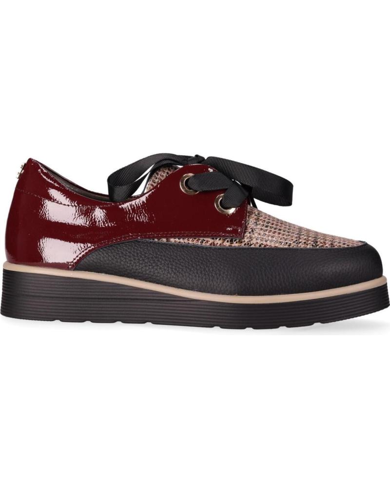 ZAPATOS DE CORDONES CHIKA10 RE FICUS 03 BICOLOR CHAROL BURDEOS Y TEXTURA CON PLATAFORMA MULTICOLOR