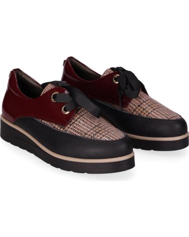 ZAPATOS DE CORDONES CHIKA10 RE FICUS 03 BICOLOR CHAROL BURDEOS Y TEXTURA CON PLATAFORMA MULTICOLOR