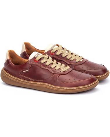 PIKOLINOS ARANJUEZ U9F-3636C2 BARFUSS-SNEAKER AUS LEDER MIT SCHNÜRSENKELN ROT OCKER VARIOS COLORES